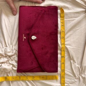 Swarovski Burgundy Crystal-Button Envelope Clutch